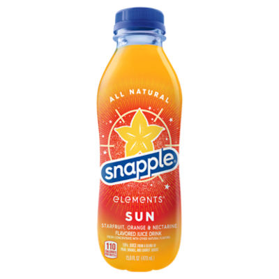 Snapple Elements Sun Star Fruit Orange Nectarine Juice Drink, 15.9 Fl Oz Recycled Plastic Bottle