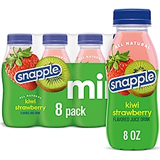 Snapple Kiwi Strawberry Juice Drink, 8 fl oz recycled plastic mini bottle, 8 pack