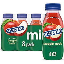 Snapple Apple Juice Drink, 8 fl oz recycled plastic mini bottle, 8 pack
