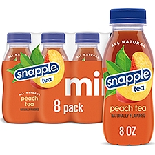 Snapple Peach Tea, 8 fl oz recycled plastic mini bottle, 8 pack