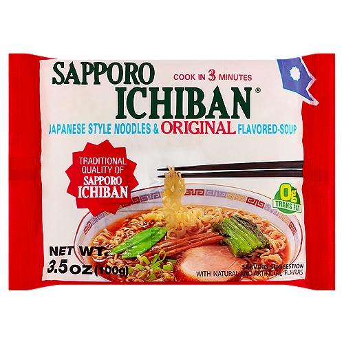 Sapporo Ichiban Japanese Style Noodles & Original Flavored-Soup, 3.5 oz