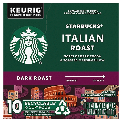 Starbucks Dark Italian Roast 100% Arabica Ground Coffee K-Cup Pods, 0.41 oz
