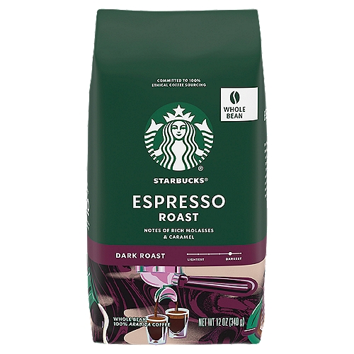 The Story of Espresso RoastnFirst created in 1975, this multi-region blend still serves as the foundation of our handcrafted espresso drinks in Starbucks stores around the world. The perfect melding of beans and roast reveals notes of rich molasses and a bold, caramelly sweetness-a flavor profile so incredible it's never been changed. Delicious on its own or balanced with milk.nnStarbucks FlavorLock™ packaging guarantees the fresh flavor of our coffees.