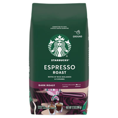 Starbucks Espresso Dark Roast Ground Coffee, 12 oz