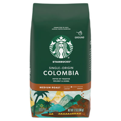  Starbucks Single-Origin Colombia Medium Roast Ground Coffee, 12 oz, 12 Ounce