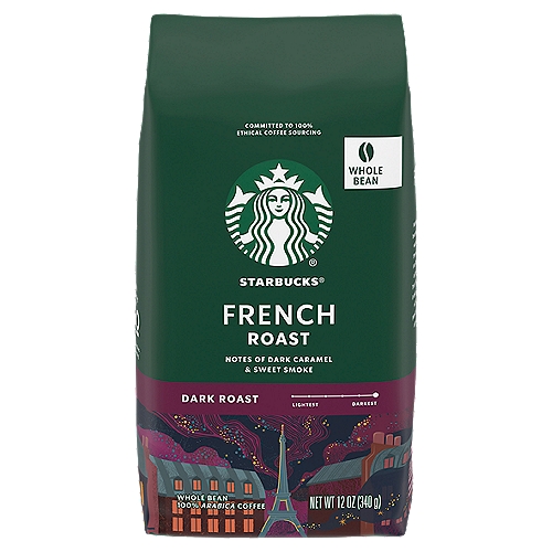STARBUCK FRNCH RST WB
French Dark Roast Whole Bean 100% Arabica Coffee

The Starbucks® Roast
Each coffee requires a slightly different roast to reach its peak of aroma, acidity, body and flavor. We classify our coffees in three roast profiles, so finding your favorite is easy.