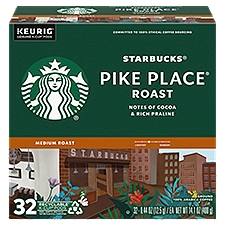 Starbucks Pike Place Medium Roast Ground Coffee K-Cup Pods, 0.44 oz, 32 count
