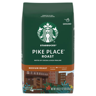 Starbucks Pike Place Medium Roast Ground Coffee, 18 oz