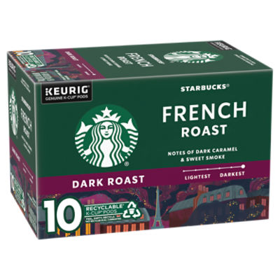 Starbucks French Dark Roast Ground Coffee K-Cup Pods, 0.42 oz, 10 count
