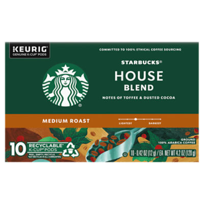 Starbucks House Blend Medium Roast Ground Coffee K-Cup Pods, 0.42 oz ...