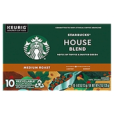 Starbucks House Blend Medium Roast Ground Coffee K-Cup Pods, 0.42 oz, 10 count
