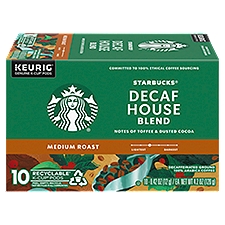 Starbucks Decaf House Blend Medium Roast Ground Coffee K-Cup Pods, 0.42 oz, 10 count