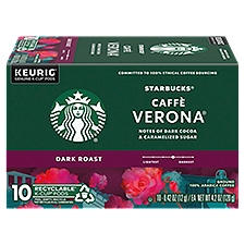 Starbucks Caffè Verona Dark Roast Ground Coffee K-Cup Pods, 0.42 oz, 10 count