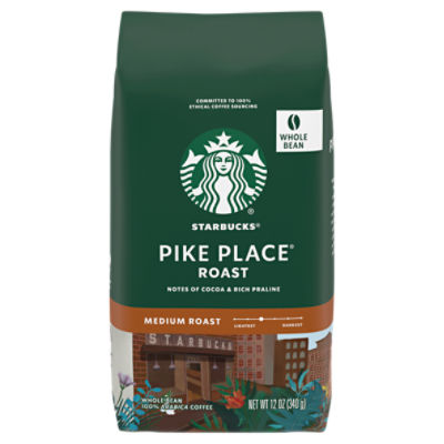 Starbucks Pike Place Medium Roast Whole Bean Coffee, 12 oz