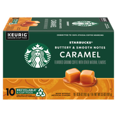 Starbucks Buttery & Smooth Notes Caramel Ground Coffee K-Cup Pods, 0.35 oz, 10 count, 3.5 Ounce