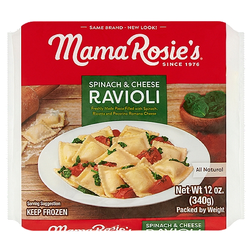 Mama Rosie's Spinach & Cheese Ravioli, 12 oz
Freshly Made Pasta Filled with Spinach, Ricotta and Pecorino Romano Cheese