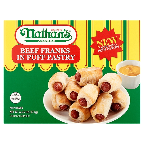 Nathan's Famous Beef Franks in Puff Pastry, 6.25 oz