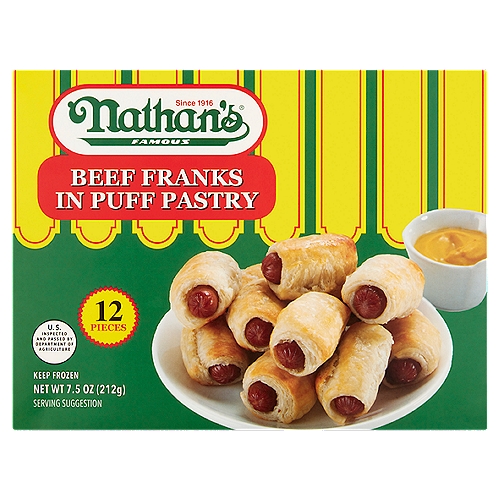 Nathan's Famous Beef Franks in Puff Pastry, 12 count, 7.5 oz