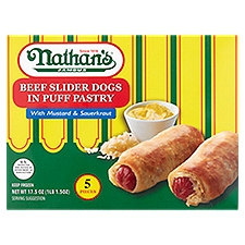Nathan's Famous Beef Slider Dogs in Puff Pastry, Mustard & Sauerkraut, 17.5 Ounce