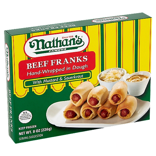 Nathan's Famous Hand-Wrapped in Dough Beef Franks, 8 oz