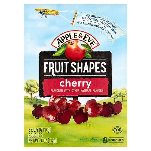 Apple & Eve Cherry Fruit Shapes, 0.5 oz, 8 count
You bring the love ... we'll bring the fruit goodness.
This parenting thing? Not always easy! But you're doing great. Come snack time, you're on the ball - giving your kids delicious snacks that deliver big smiles. Just like our 100% juices that you know and love, our fun Fruit Shapes are bursting with fresh, juicy taste. So relax. You've got this!