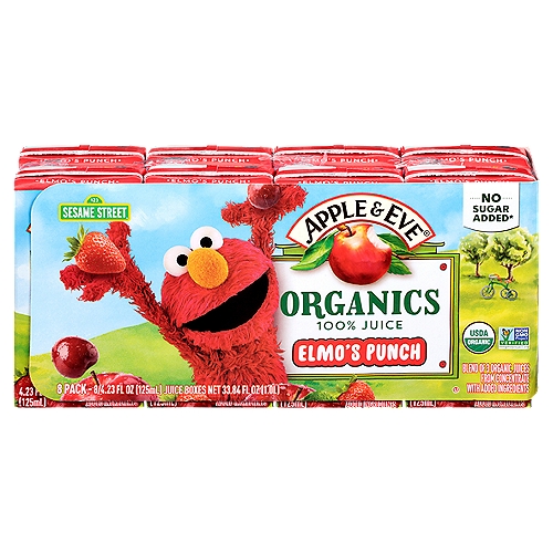 Apple & Eve Organics Elmo's Punch 100% Juice, 4.23 fl oz, 8 count