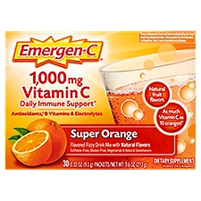 Emergen-C Vitamin C Super Orange Flavored Fizzy Drink Mix, 1,000 mg, 0.32 oz, 30 count