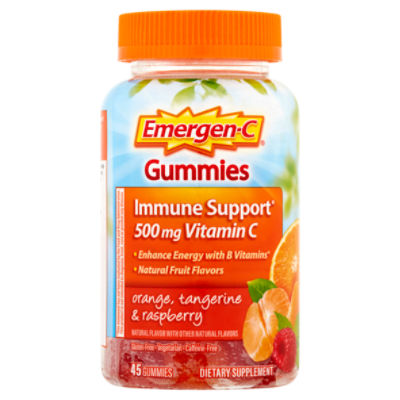 Emergen-C Orange, Tangerine & Raspberry Vitamin C Gummies, 500 mg, 45 count