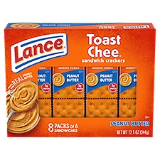 Lance ToastChee Real Peanut Butter, Sandwich Crackers, 12.1 Ounce