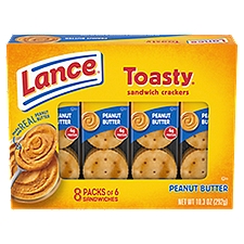 Lance Sandwich Crackers, Toasty Peanut Butter, 8 Individually Wrapped Packs, 6 Sandwiches Each