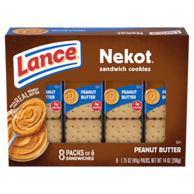 Lance Sandwich Cookies, Nekot Peanut Butter, 8 Individually Wrapped