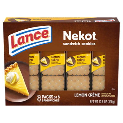 Lance Sandwich Cookies, Nekot Lemon Creme, 8 Individually Wrapped Packs ...