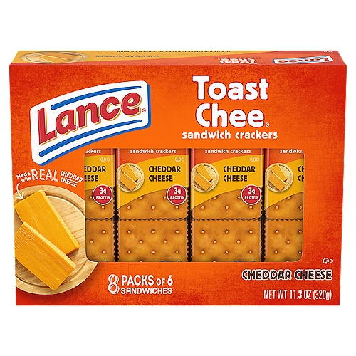 Lance ToastChee Real Cheddar Cheese Sandwich Crackers, 8 count, 11.3 oz
