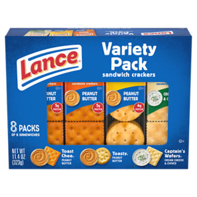 Lance Sandwich Crackers, Variety Pack, 3 Flavors, 8 Individually