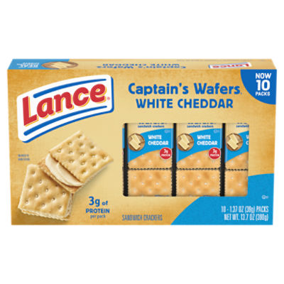 Lance Sandwich Crackers, Captain's Wafers White Cheddar, 10 Individual Packs, 6 Sandwiches Each