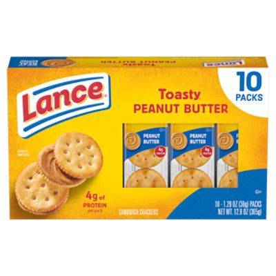 Lance Sandwich Crackers, Toasty Peanut Butter, 10 Individually Wrapped ...
