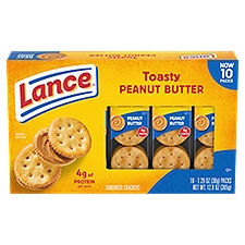 Lance Sandwich Crackers, Toasty Peanut Butter, 10 Individually Wrapped Packs, 6 Sandwiches Each