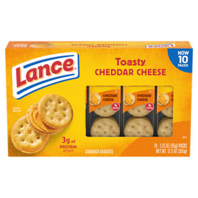 Lance Sandwich Crackers, Toasty Cheddar, 10 Individually Wrapped Packs, 6 Sandwiches Each