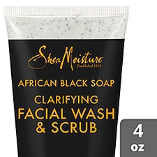 Shea Moisture African Black Soap, Clarifying Facial Wash & Scrub, 4 Fluid ounce
