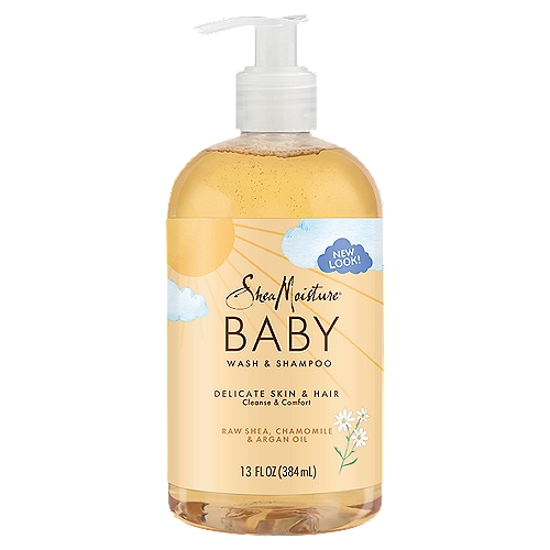 Shea Moisture Raw Shea, Chamomile & Argan Oil Baby Wash & Shampoo, 13 fl oz
Let SheaMoisture help you in taking care of your baby's skin and hair with our Raw Shea Chamomile and Argan Oil Baby Wash and Shampoo. This sulfate-free baby wash and shampoo, specially blended with Chamomile, Argan Oil, and Fair Trade Shea Butter, helps keeps baby's delicate skin soft and smooth. This baby wash and baby shampoo acts as a gentle cleanser and moisturizer that is infused with frankincense and myrrh. At SheaMoisture, we are aware of how delicate baby skin is, which is why our baby shampoo and bath products are formulated with this in mind. Our baby wash and shampoo, blended with chamomile and argan oil, is formulated with no parabens, no phthalates, no mineral oil and no sulfates so that it is gentle on delicate skin. SheaMoisture baby wash and baby shampoo is cruelty-free, and sustainably produced as we strive to leave our planet a better place for our children.
SheaMoisture's Story: SheaMoisture is the legacy of Sofi Tucker, a pioneering mother of four and an entrepreneur, who sold Shea Butter, African Black Soap and homemade beauty preparations in Sierra Leone in 1912. We honor her vision by continuing to formulate with Raw Shea Butter handcrafted by women in Africa. With every purchase you show support of our mission to reinvest back in our communities.