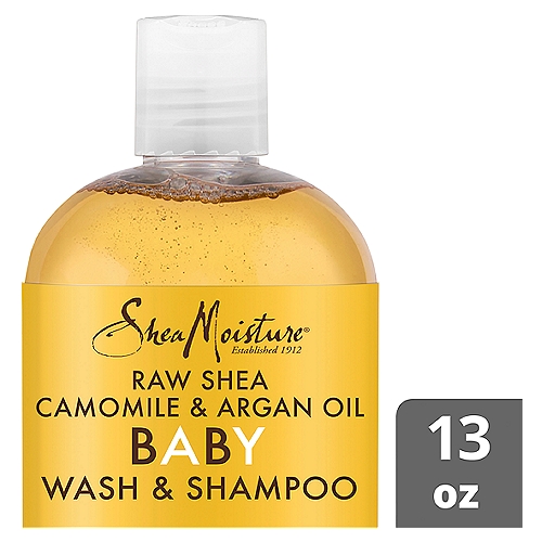 Let SheaMoisture help you in taking care of your baby's skin and hair with our Raw Shea Chamomile and Argan Oil Baby Wash and Shampoo. This sulfate-free baby wash and shampoo, specially blended with Chamomile, Argan Oil, and Fair Trade Shea Butter, helps keeps baby's delicate skin soft and smooth. This baby wash and baby shampoo acts as a gentle cleanser and moisturizer that is infused with frankincense and myrrh. At SheaMoisture, we are aware of how delicate baby skin is, which is why our baby shampoo and bath products are formulated with this in mind. Our baby wash and shampoo, blended with chamomile and argan oil, is formulated with no parabens, no phthalates, no mineral oil and no sulfates so that it is gentle on delicate skin. SheaMoisture baby wash and baby shampoo is cruelty-free, and sustainably produced as we strive to leave our planet a better place for our children.
SheaMoisture's Story: SheaMoisture is the legacy of Sofi Tucker, a pioneering mother of four and an entrepreneur, who sold Shea Butter, African Black Soap and homemade beauty preparations in Sierra Leone in 1912. We honor her vision by continuing to formulate with Raw Shea Butter handcrafted by women in Africa. With every purchase you show support of our mission to reinvest back in our communities.