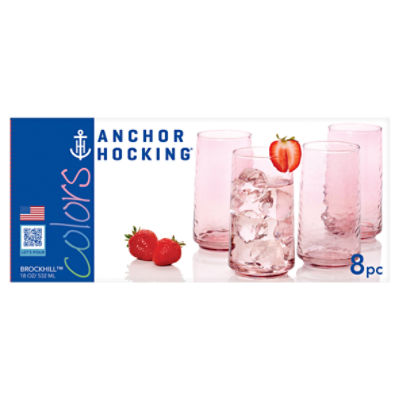 Anchor Hocking Brockhill Colors Glasses, 8 ct