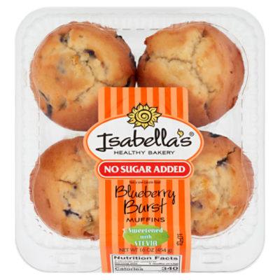 Isabella's Healthy Bakery No Sugar Added Blueberry Burst Muffins, 4