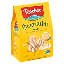 Loacker Quadratini Lemon Bite Size Cream Filled Wafer Cookies, 8.82 oz