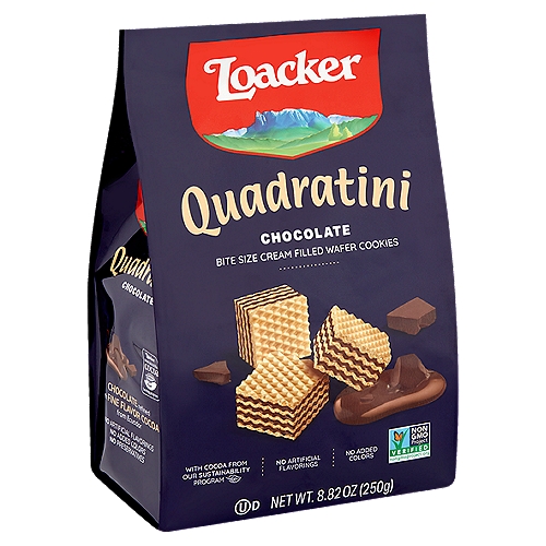 Loacker Quadratini Chocolate Bite Size Cream Filled Wafer Cookies, 8.82 oz