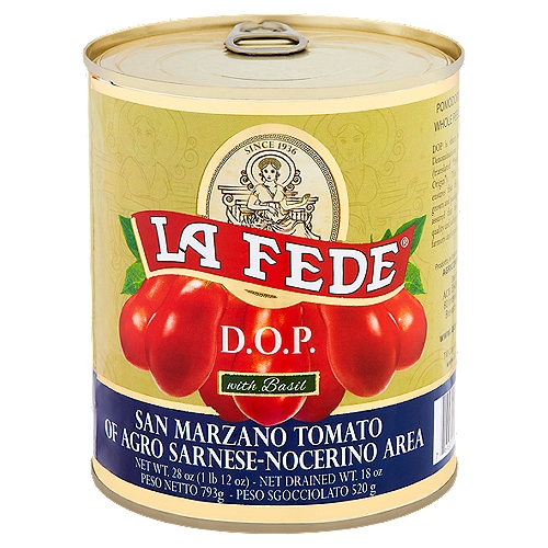 La Fede D.O.P. San Marzano Tomato with Basil, 28 oz