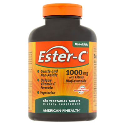 American Health Ester-C Non-Acidic with Citrus Bioflavonoids Dietary Supplement, 1000mg, 180 count