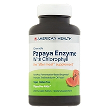 American Health Chewable Papaya Enzyme with Chlorophyll Dietary Supplement, 250 count