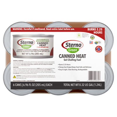 Sterno Green Gel Sustainable & Biodegradable Chafing Fuel Canned Heat, 6.96 fl oz, 6 count