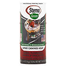 Sterno Green Sustainable & Biodegradable Canned Heat, 2.6 oz, 3 count